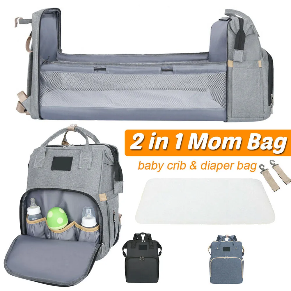 Multi-Use Stroller Diaper Bag with Baby Bed