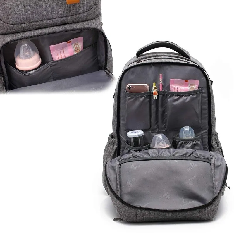 Multifunctional Diaper Bag - Insulated Bottle Holders | Trolley Strap | 20L | Black