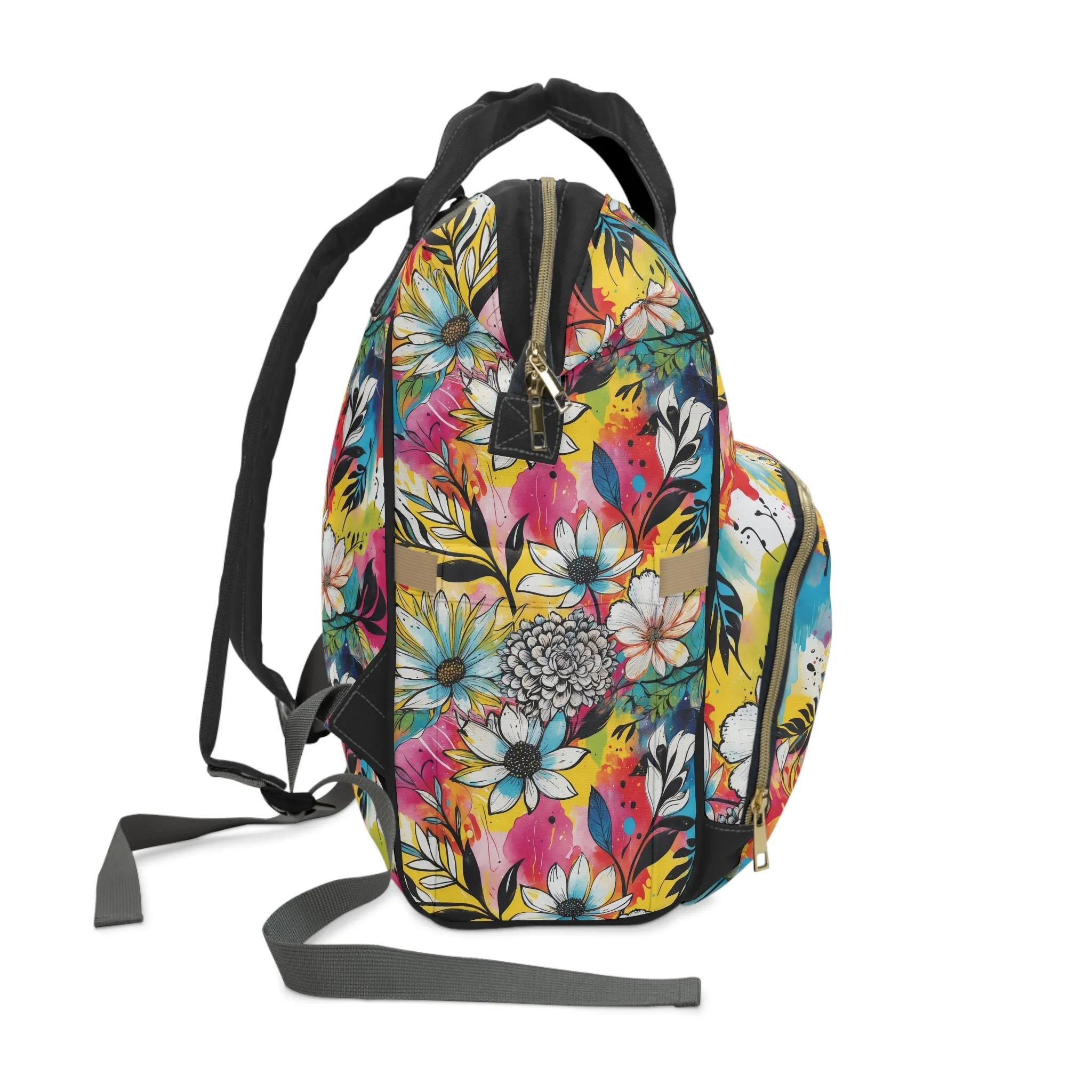 Multufunctional  Backpack - Colorful Abstract Floral Pattern