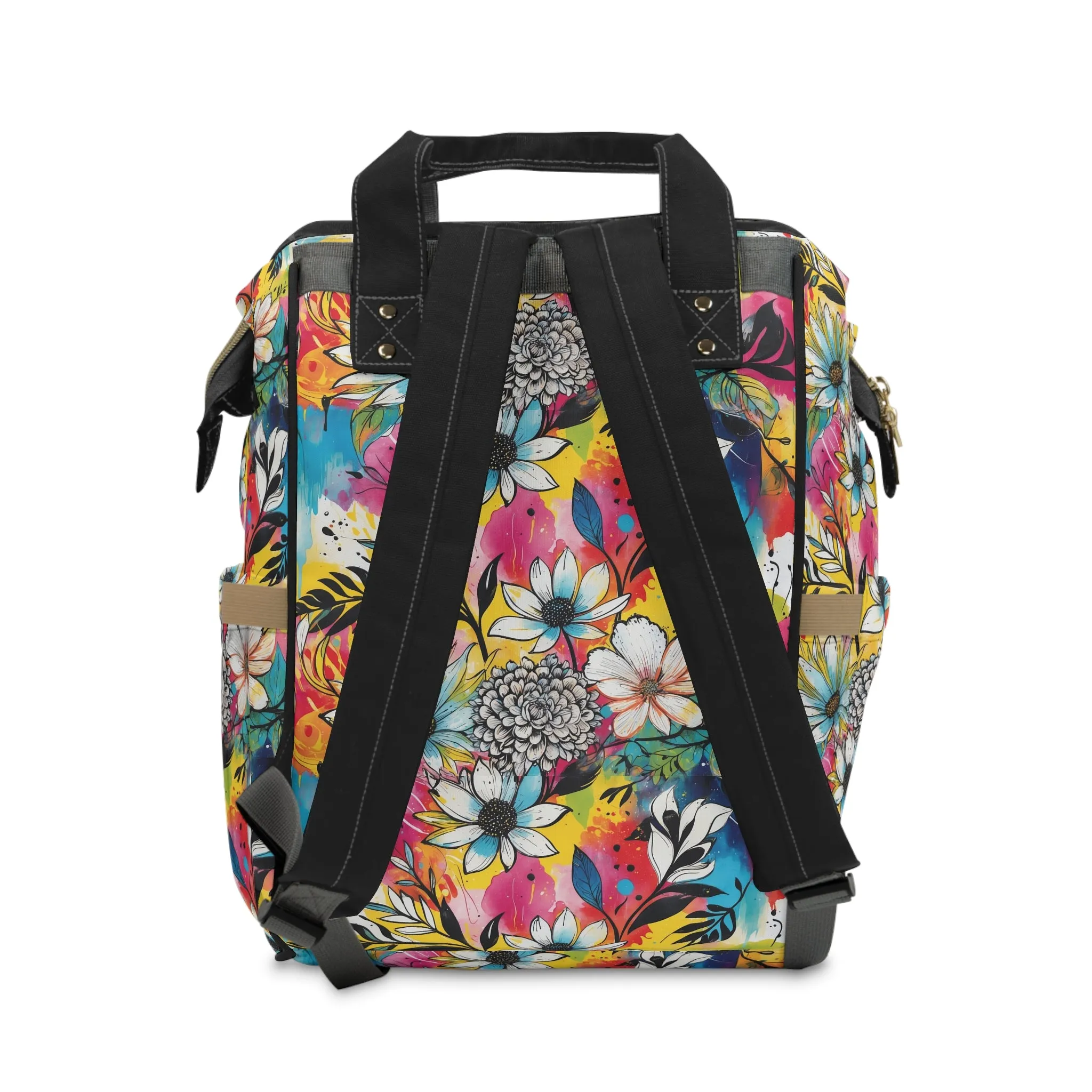 Multufunctional  Backpack - Colorful Abstract Floral Pattern