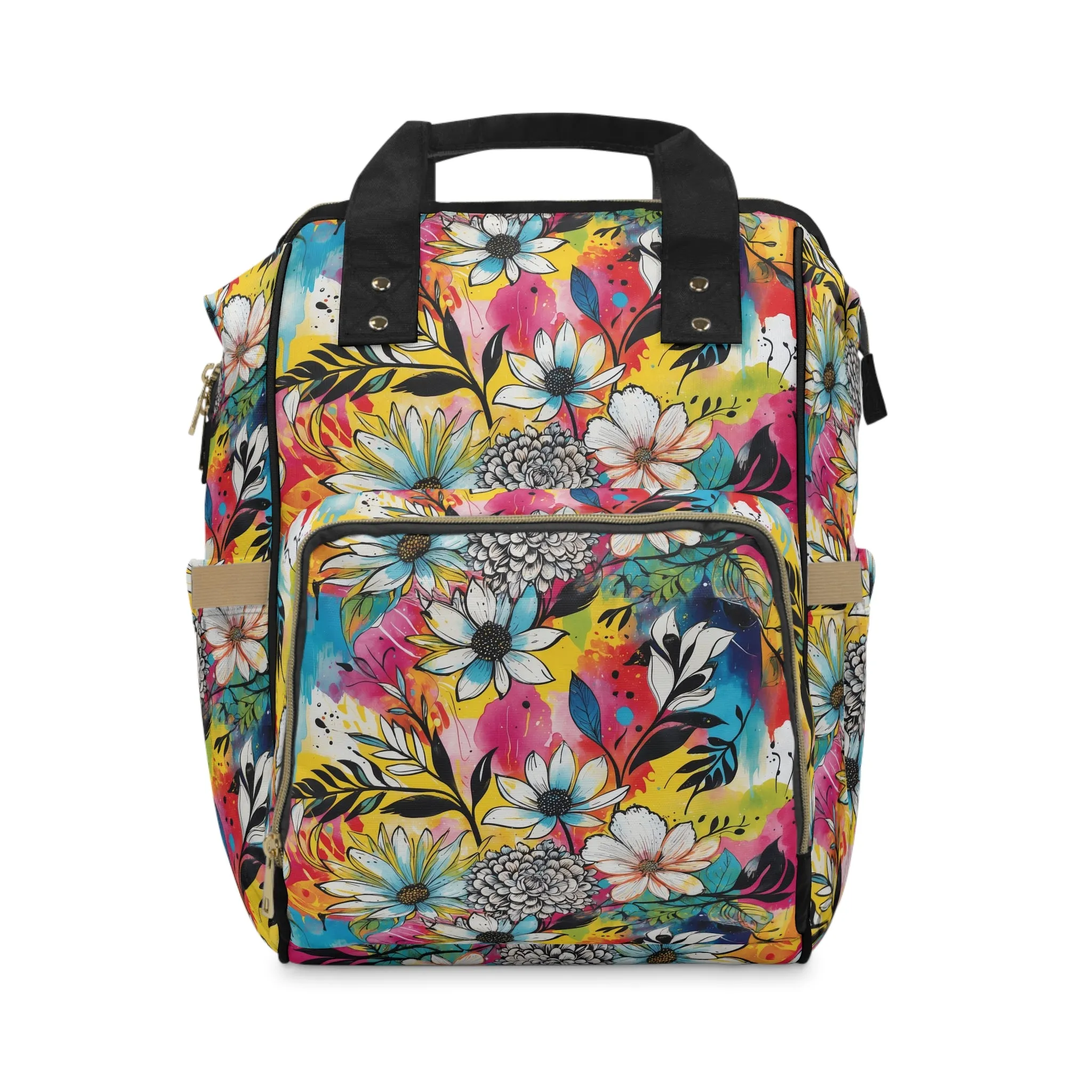 Multufunctional  Backpack - Colorful Abstract Floral Pattern