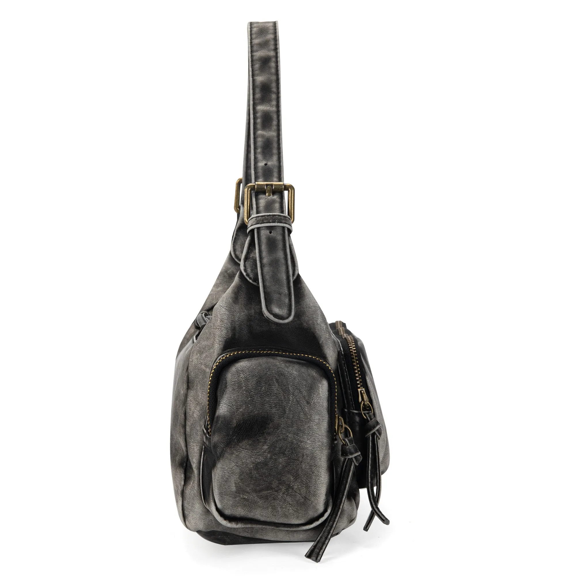 MWC-223 Montana West Stone Wash Hobo/Crossbody - Black