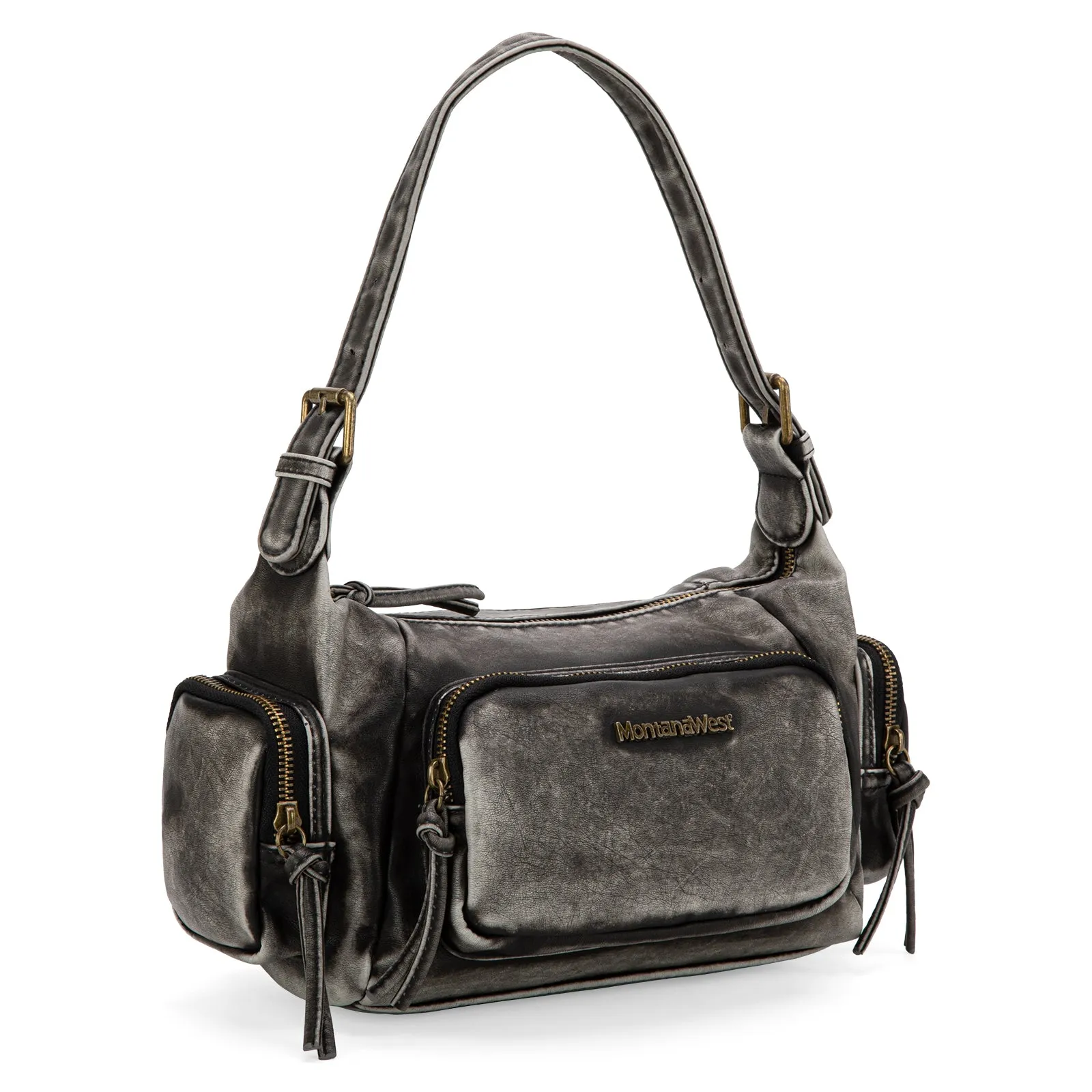 MWC-223 Montana West Stone Wash Hobo/Crossbody - Black