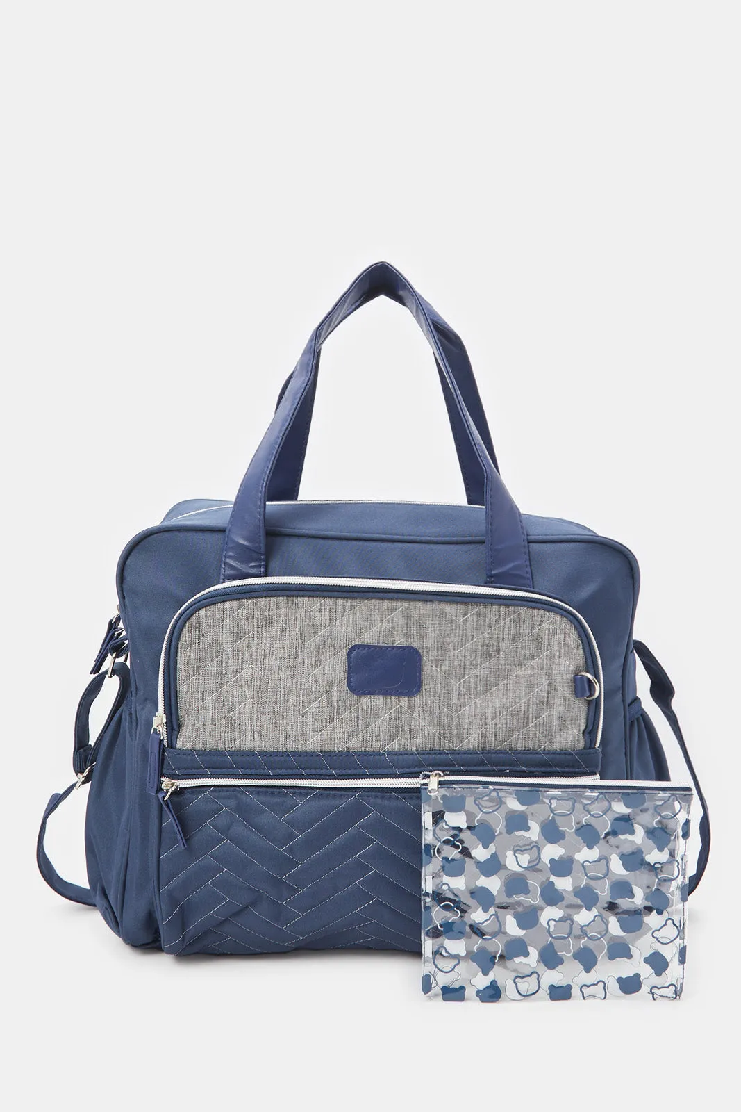 Navy Embellished Diaper Bag (2 Piece)