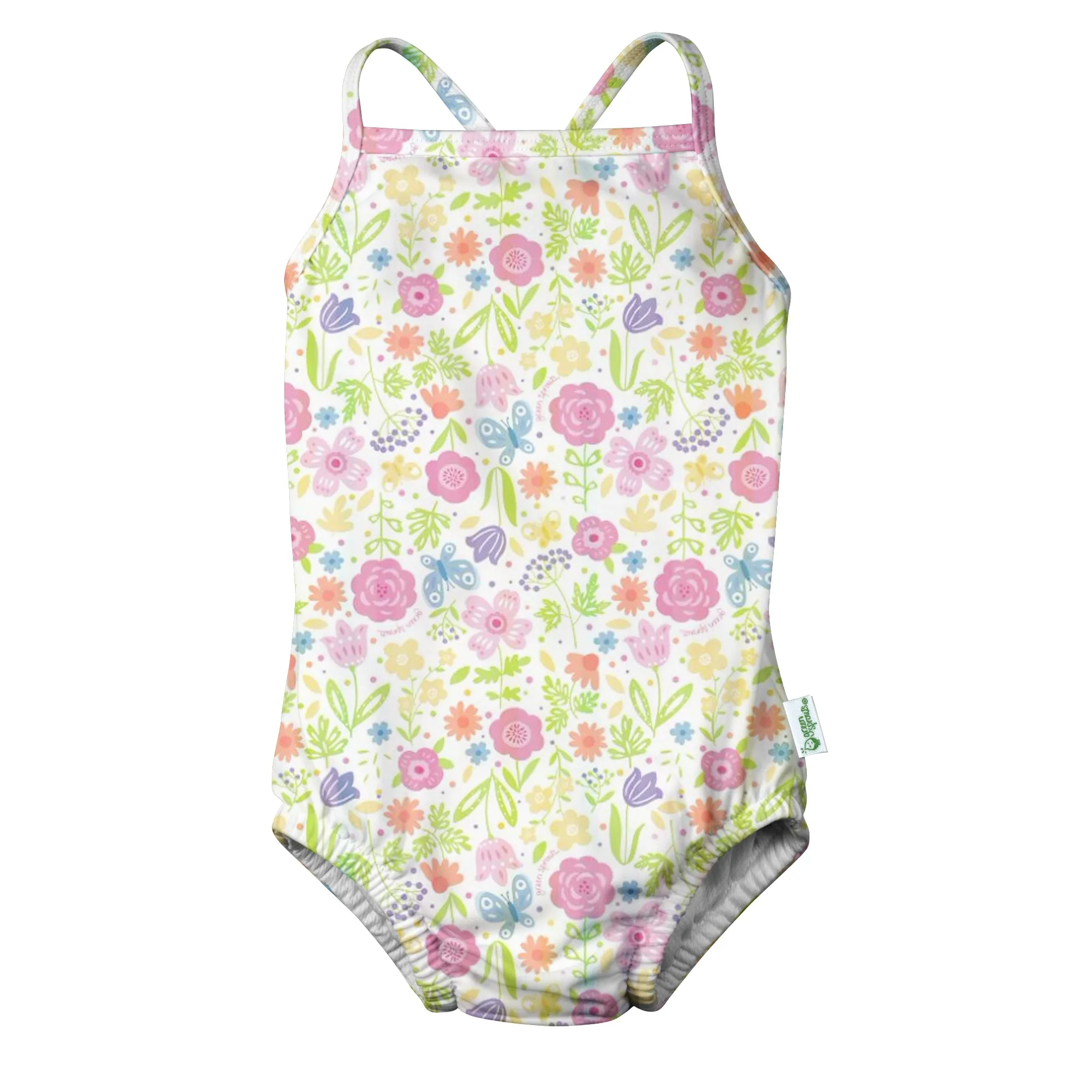 One-piece Classic Swimsuit with Built-in Reusable Absorbent Swim Diaper - Sale