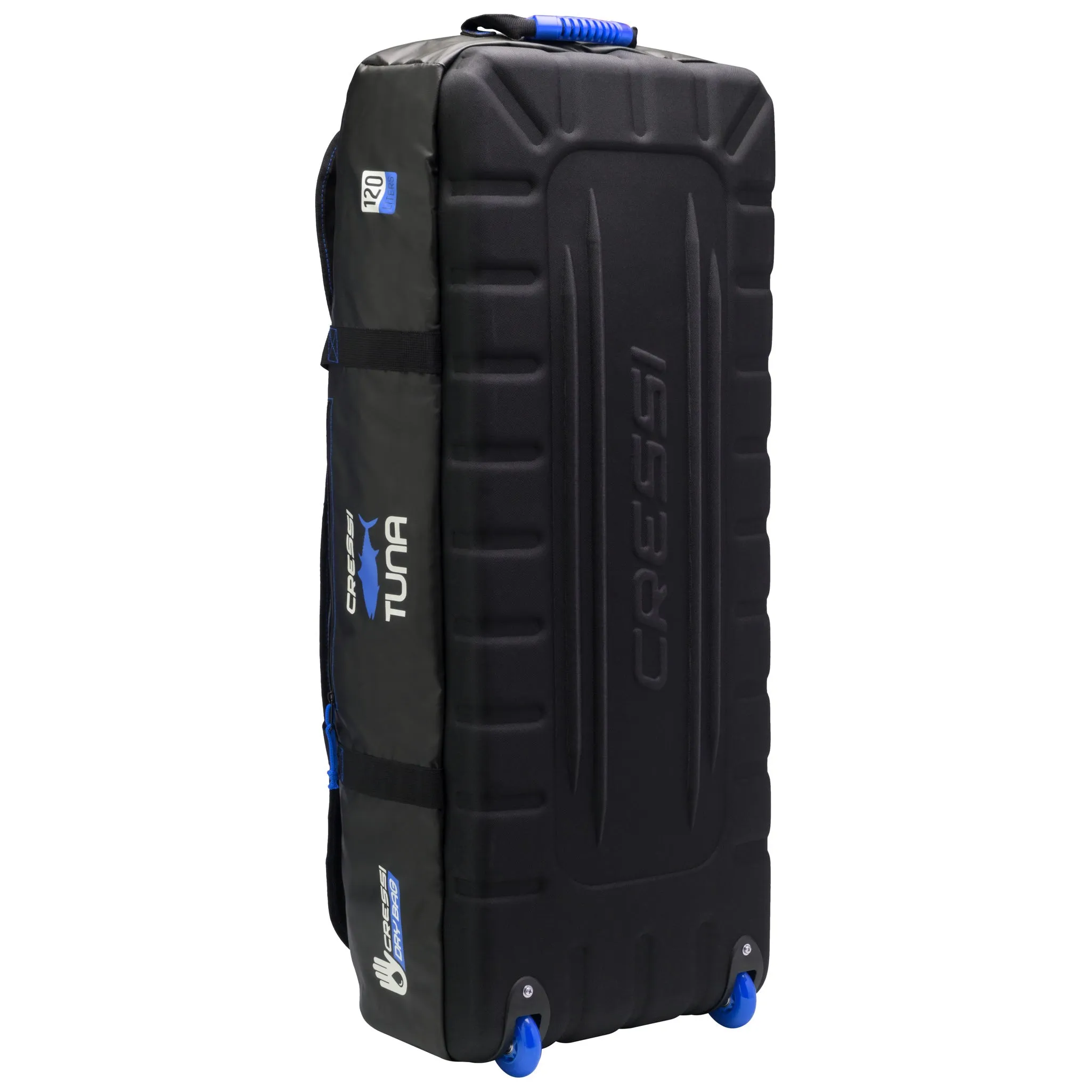 Open Box Cressi Tuna Dry Wheeled Bag - Black/Blue