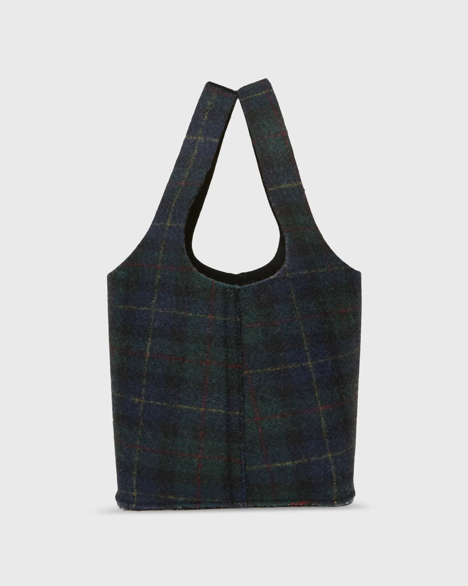 Paola Bucket Bag in Navy/Green Tartan