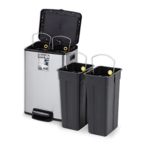 Pedal Trash Bin / Waste Bin / Dustbin with 2 Inner Bins 20L (Stainless Steel)