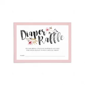 Pink and Black Baby Shower Diaper Raffle Ticket