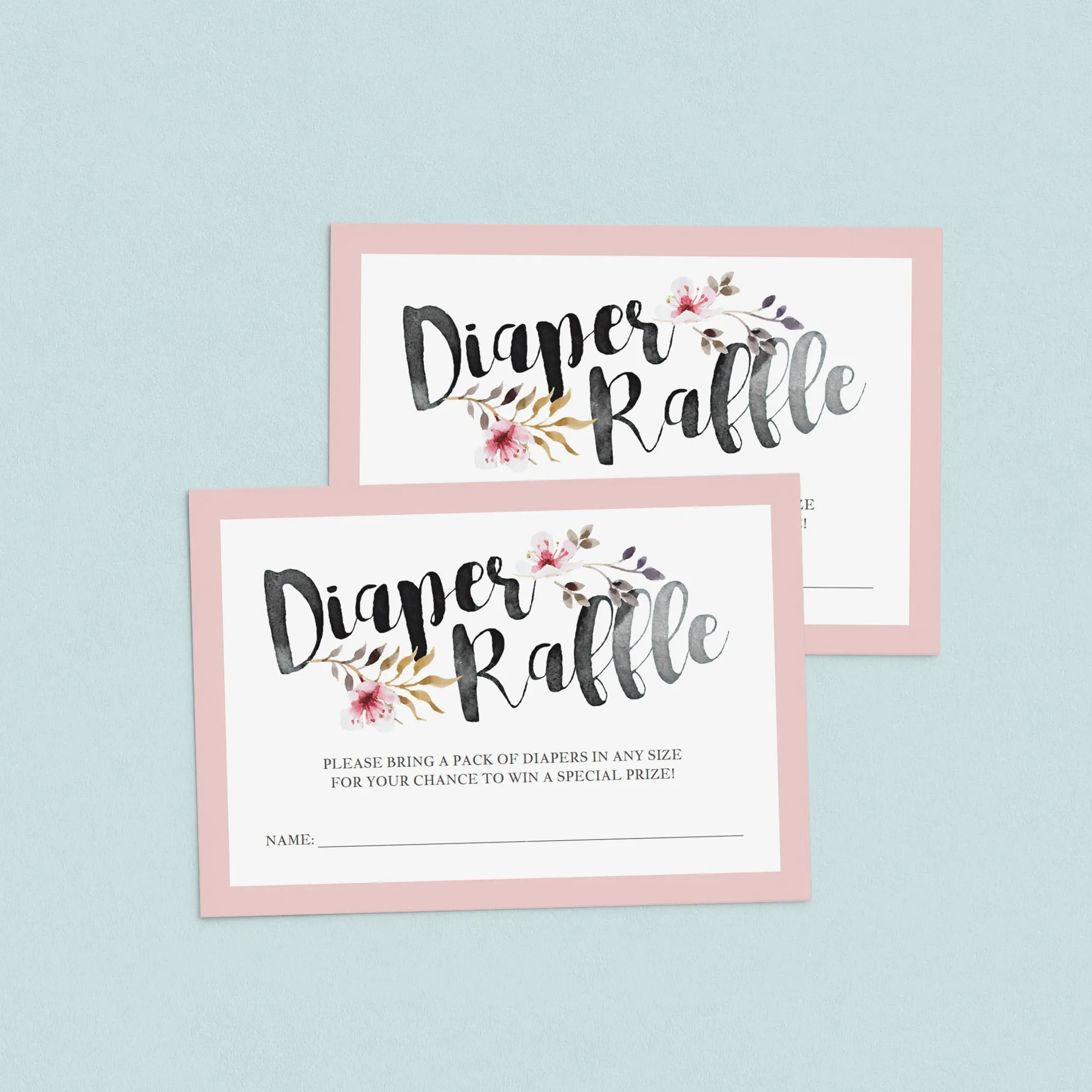 Pink and Black Baby Shower Diaper Raffle Ticket