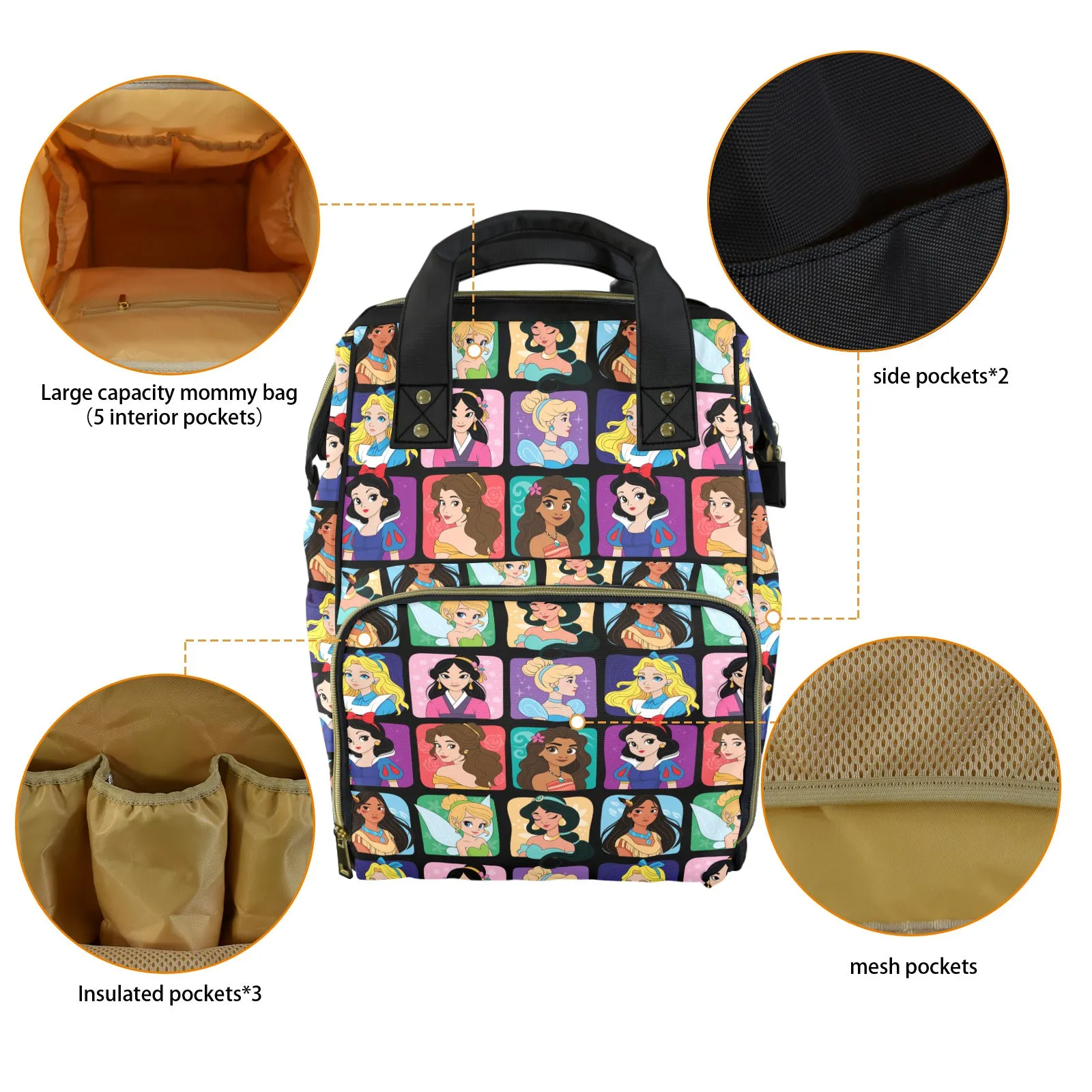 Princess Portraits Multi-Function Diaper Bag