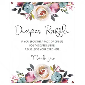 Printable Boho Baby Shower Diaper Raffle Sign