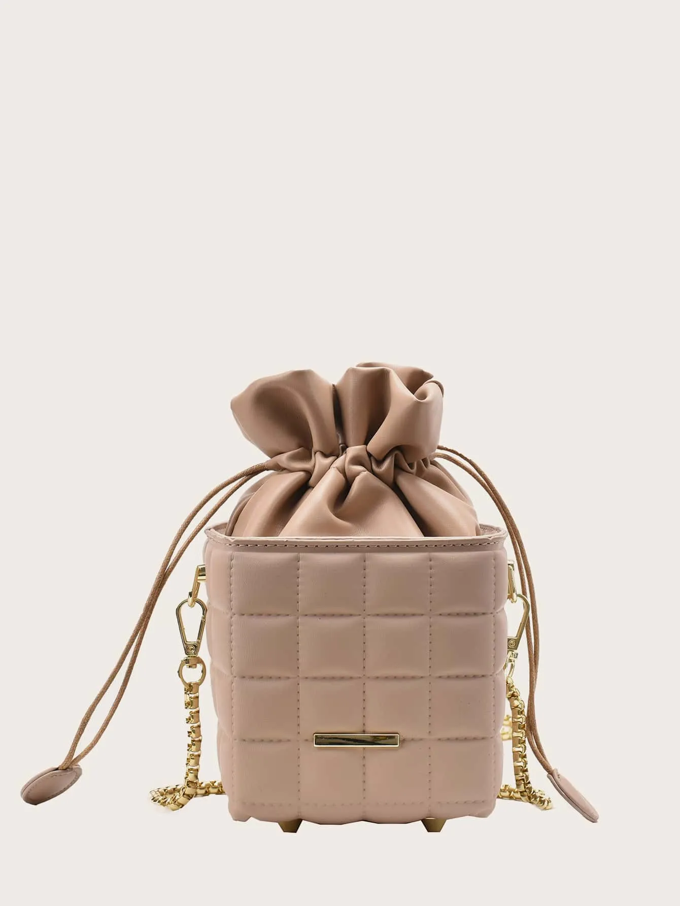 Quilted Drawstring Bucket Bag