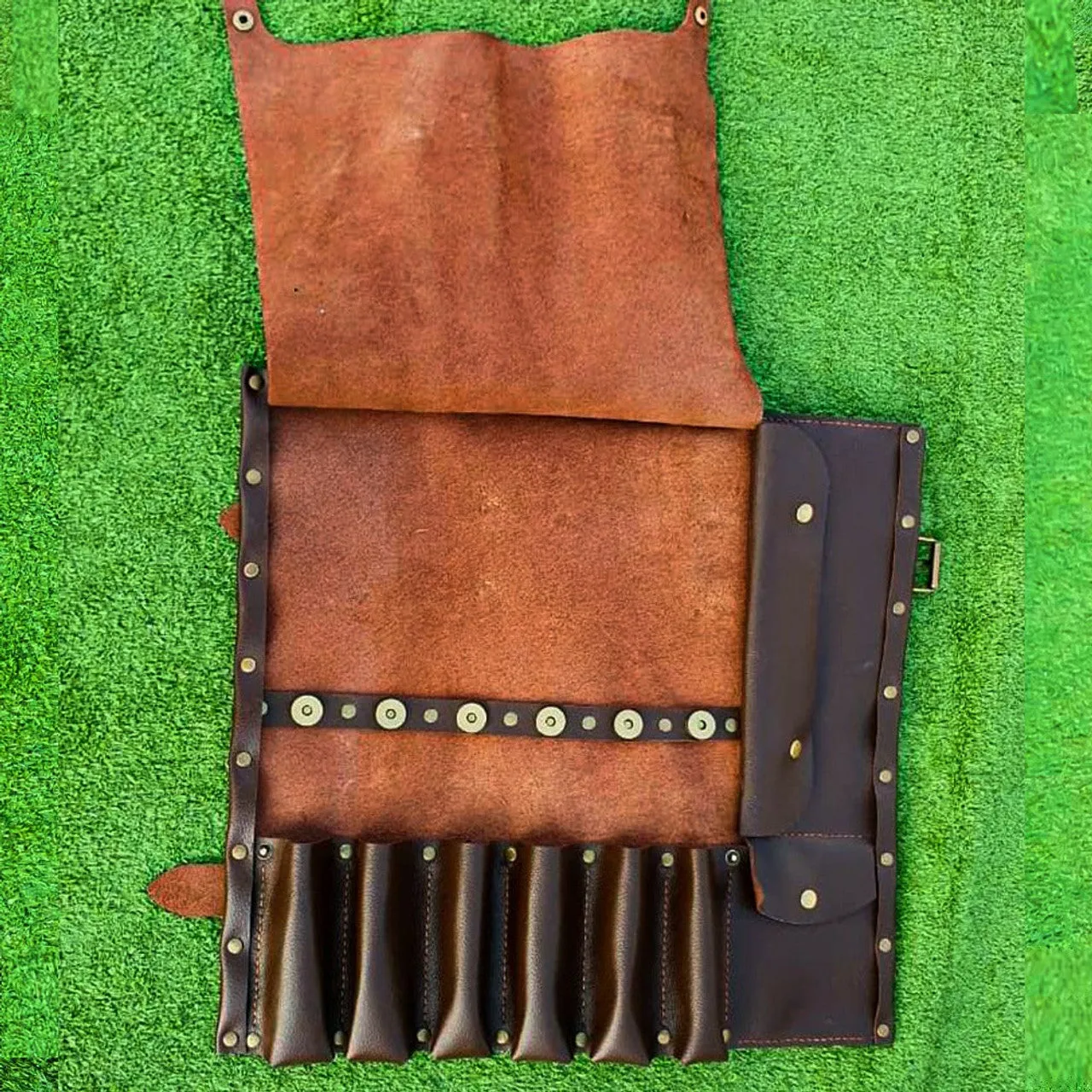 Rich Espresso Leather Knife Roll For Chefs