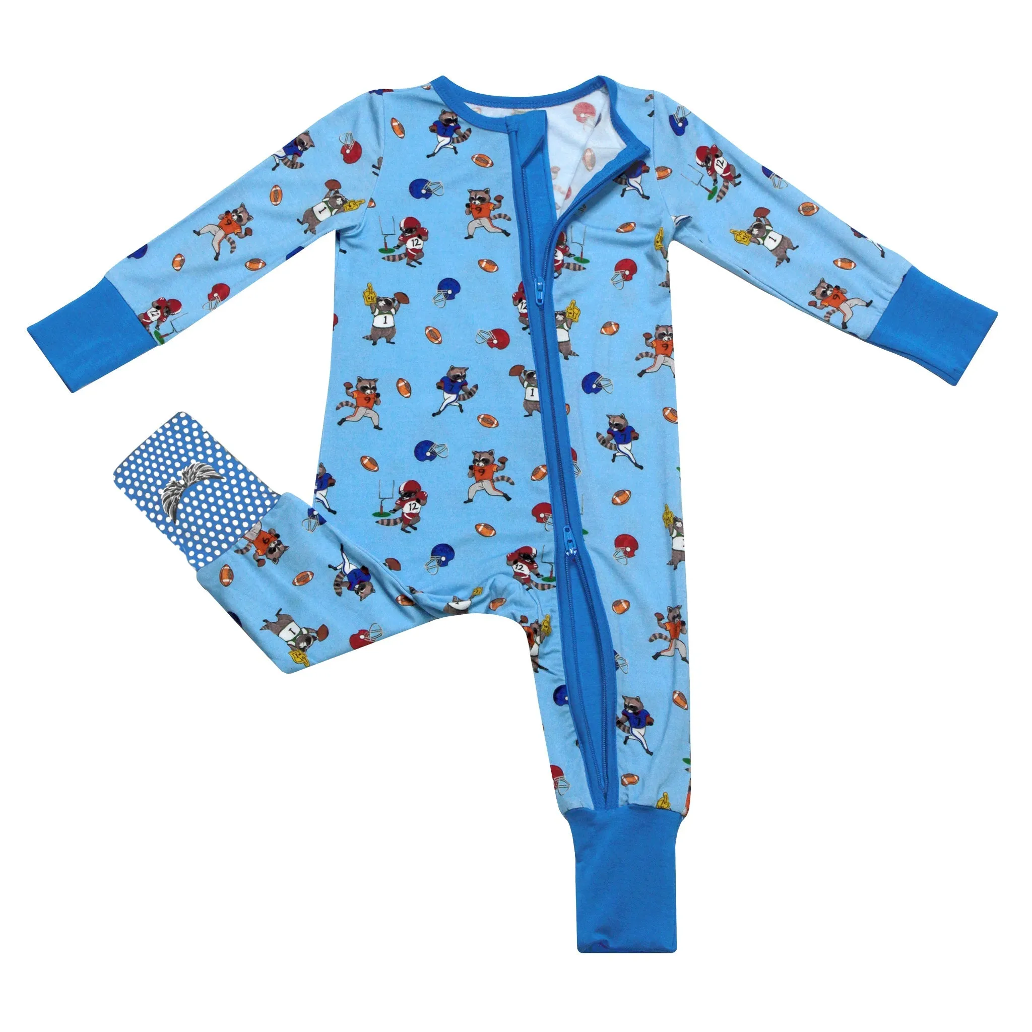 Rookie Raccoon Football Convertible Footie (NB-3T)