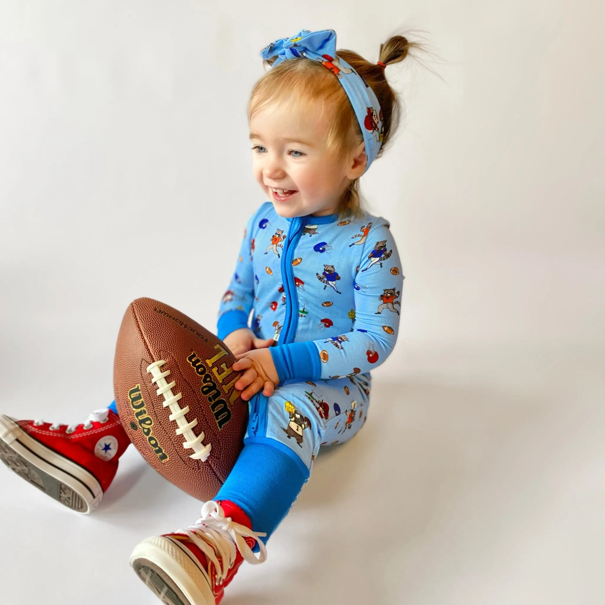 Rookie Raccoon Football Convertible Footie (NB-3T)
