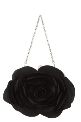 Rose Kiss Lock Purse in Black