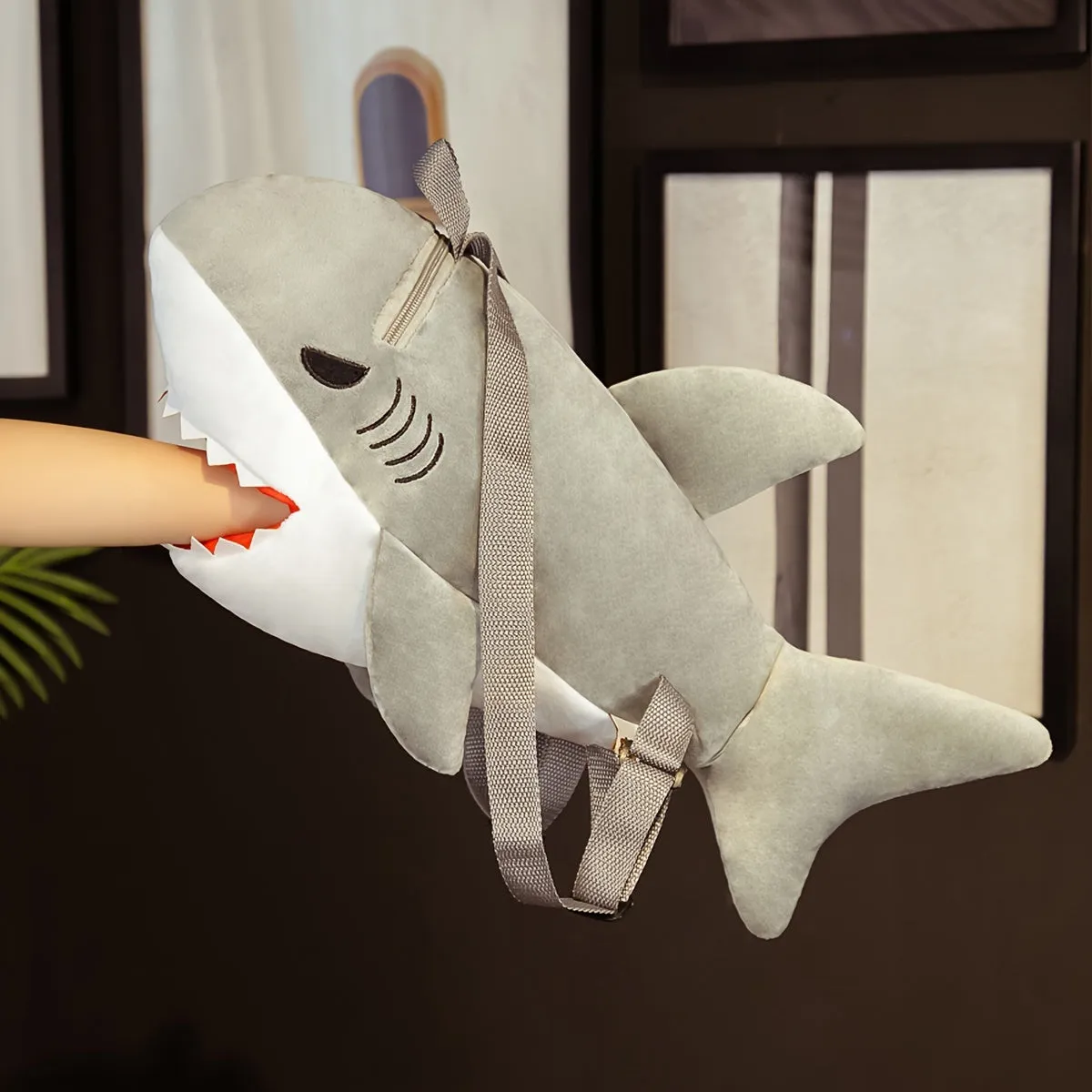 Scuba Diving Cute Creative Two-color Shark Plush Backpack