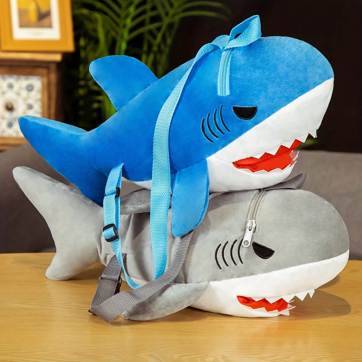 Scuba Diving Cute Creative Two-color Shark Plush Backpack