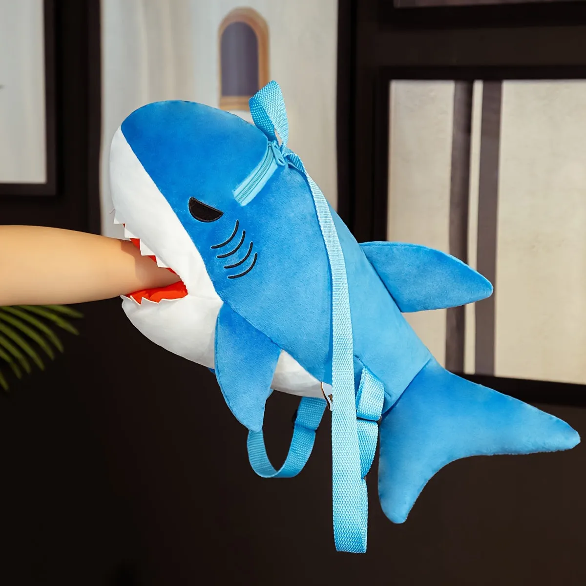 Scuba Diving Cute Creative Two-color Shark Plush Backpack