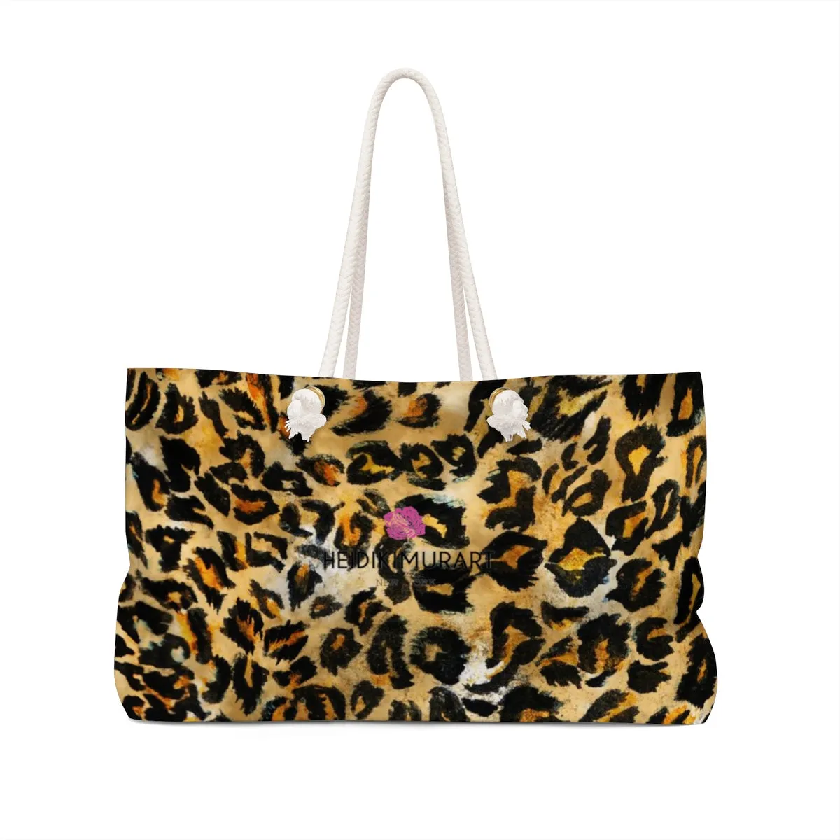 Snow Leopard Print Weekender Bag, Wild Animal Faux Fur Skin Print Designer 24"x13" Bag