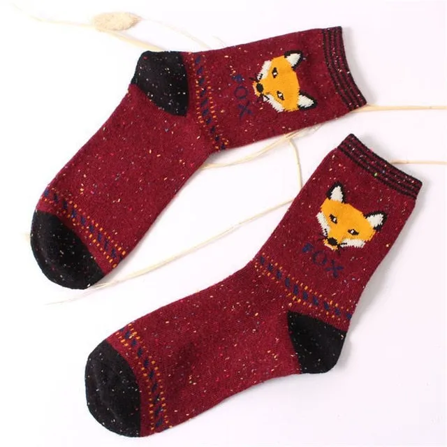 Snowy Little Fox Socks