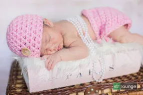 Soft Pink Diaper Cover And Hat Set