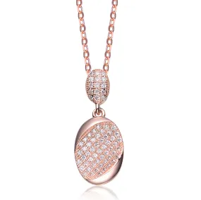 Sterling Silver White Cubic Zirconia and Rose Plated Pendant