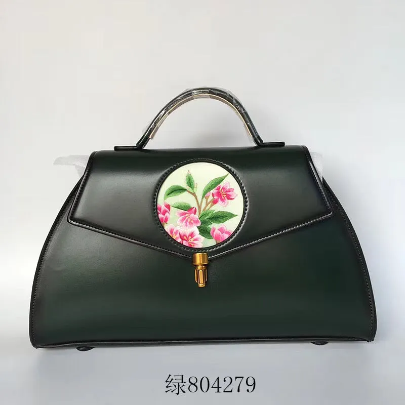 Su hand embroidery cowhide bag retro ethnic Chinese style handbag sholderbag