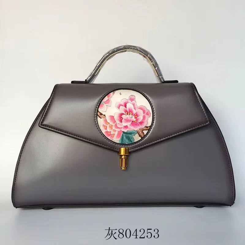 Su hand embroidery cowhide bag retro ethnic Chinese style handbag sholderbag