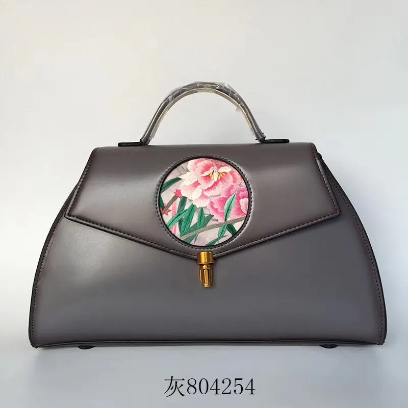 Su hand embroidery cowhide bag retro ethnic Chinese style handbag sholderbag