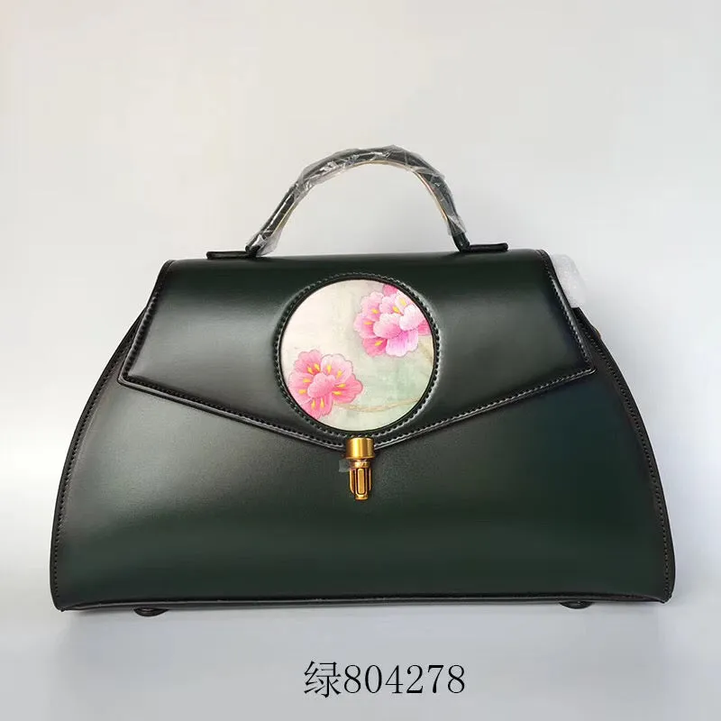 Su hand embroidery cowhide bag retro ethnic Chinese style handbag sholderbag