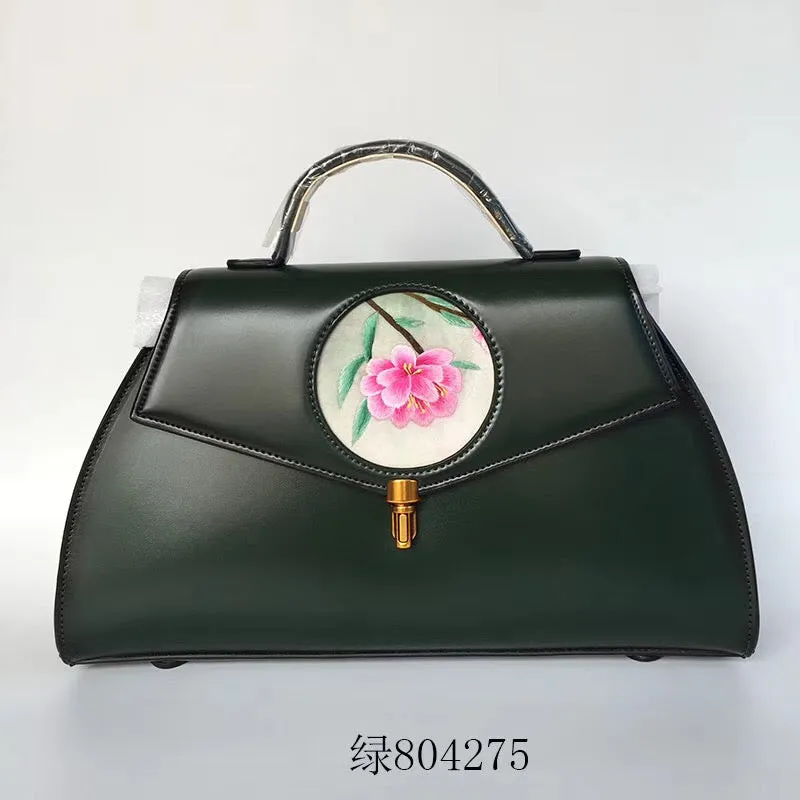 Su hand embroidery cowhide bag retro ethnic Chinese style handbag sholderbag