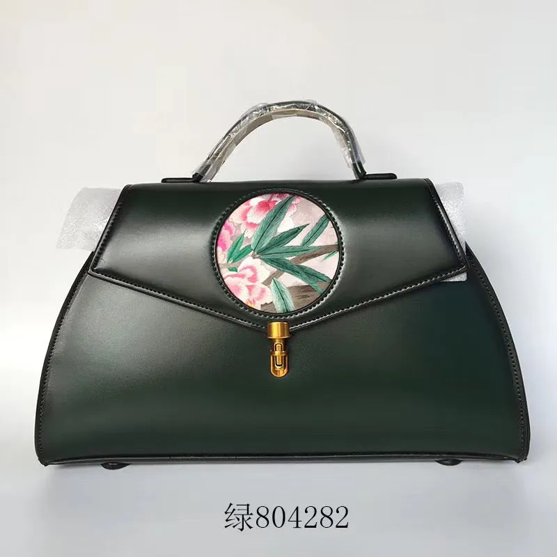 Su hand embroidery cowhide bag retro ethnic Chinese style handbag sholderbag