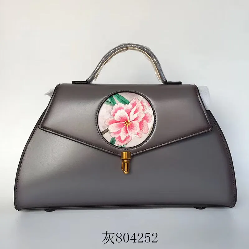 Su hand embroidery cowhide bag retro ethnic Chinese style handbag sholderbag