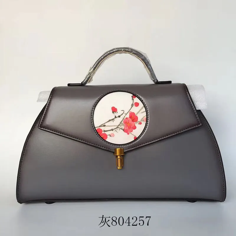 Su hand embroidery cowhide bag retro ethnic Chinese style handbag sholderbag