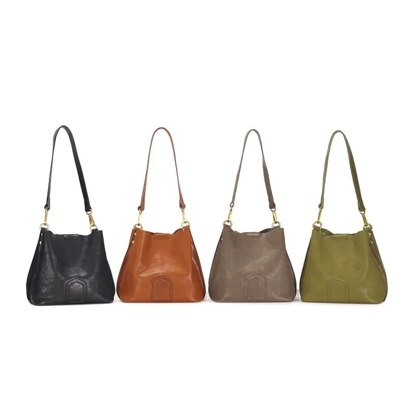 Summer Promise Vegetable Tanned Leather Bucket Bag Ladies Shoulder Bag