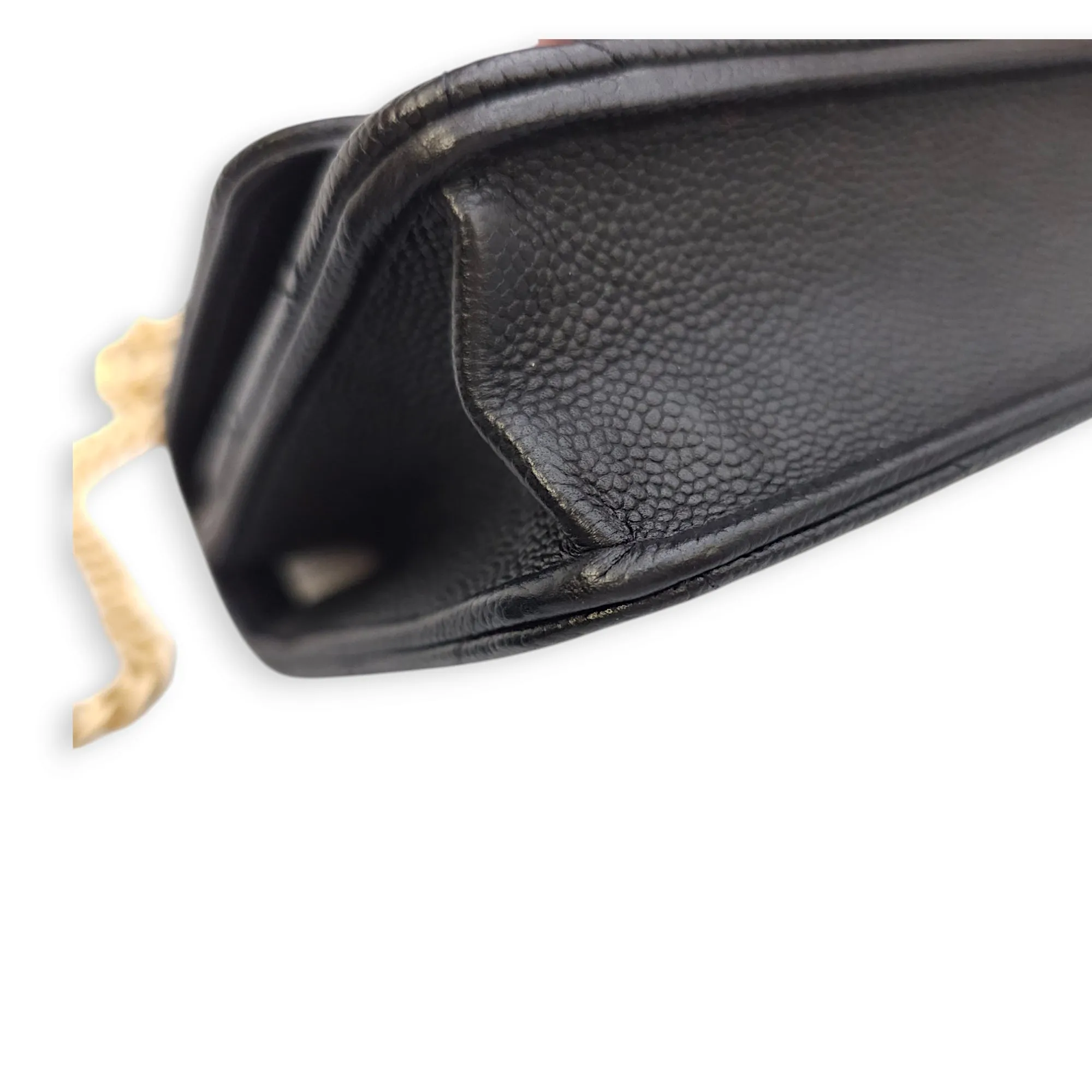 Sweet Heart Wallet-On-chain Black Crossbody Bag in Caviar Leather, Gold hardware