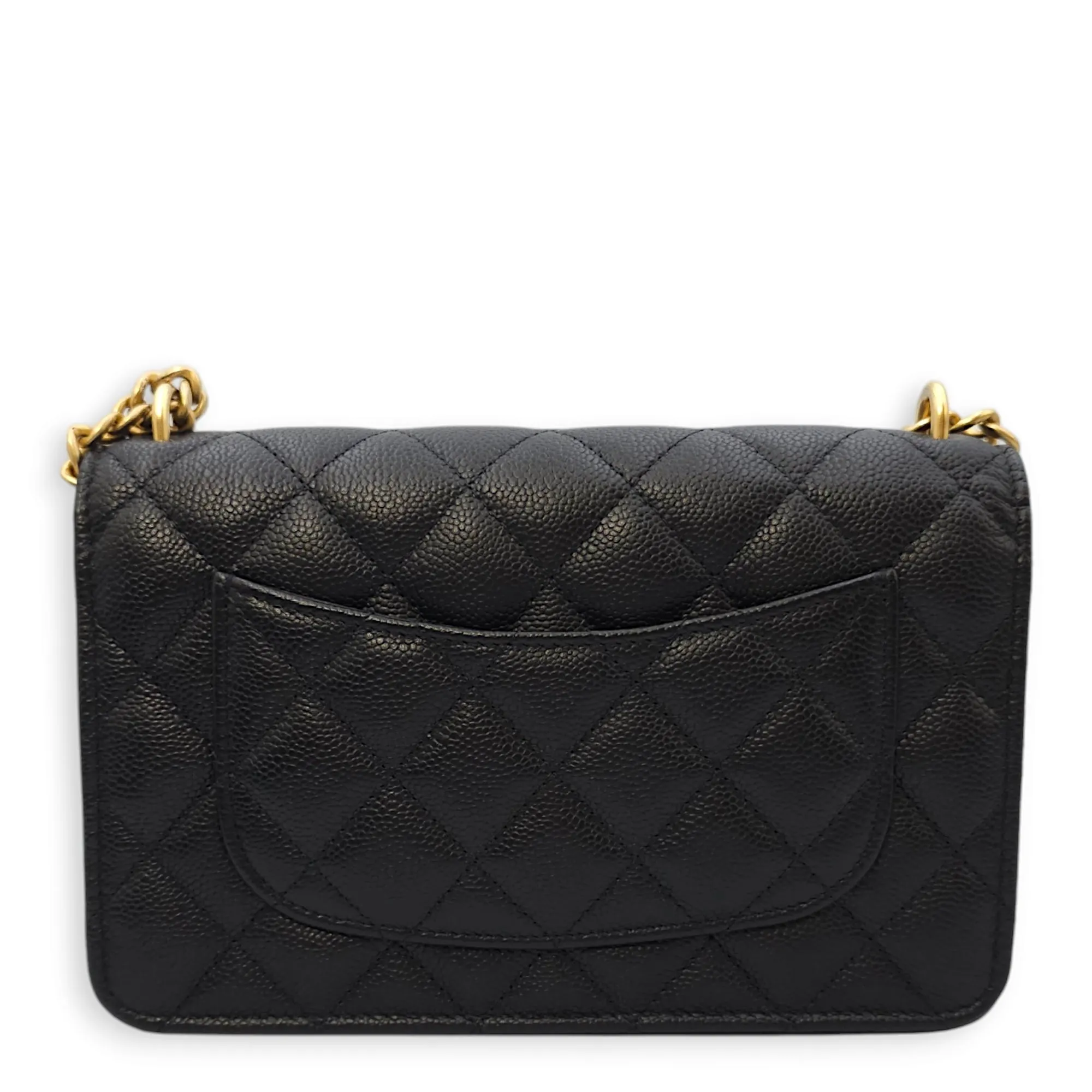 Sweet Heart Wallet-On-chain Black Crossbody Bag in Caviar Leather, Gold hardware