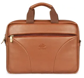 THE CLOWNFISH TCFLBFL-RSK14CAR2 14-Inch Leatherette Caramel Laptop Bag (Caramel)