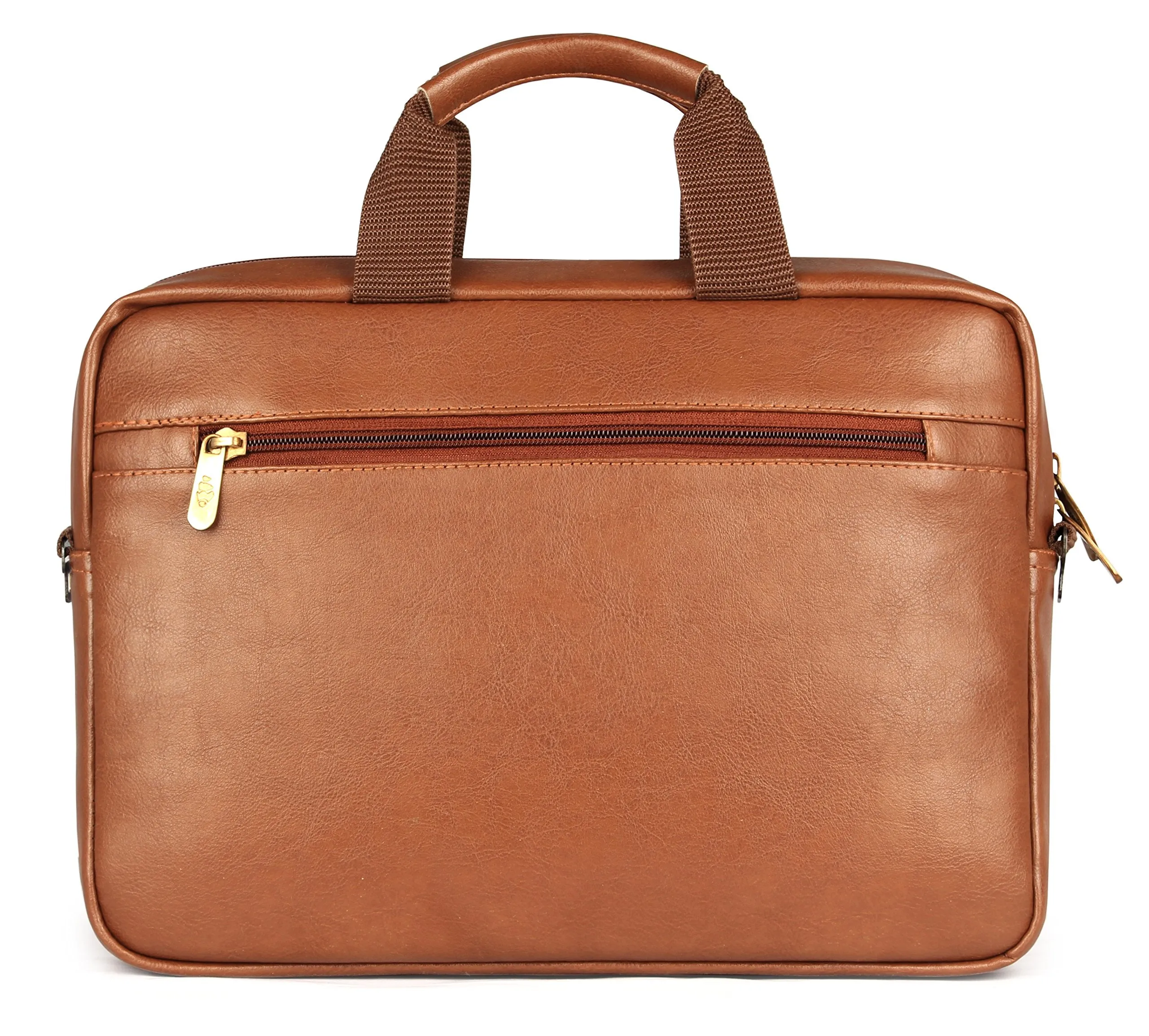 THE CLOWNFISH TCFLBFL-RSK14CAR2 14-Inch Leatherette Caramel Laptop Bag (Caramel)