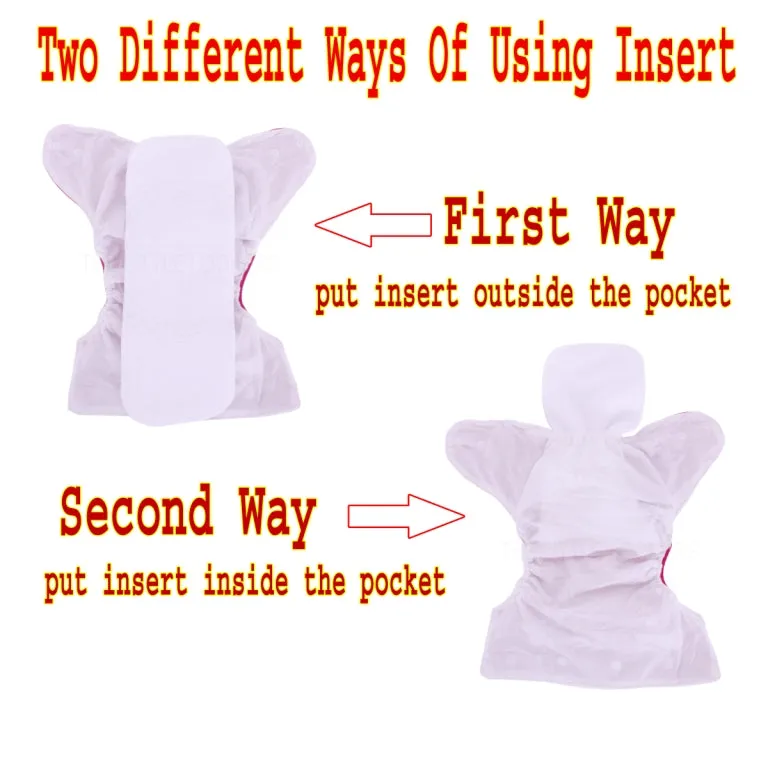 THE LITTLE LOOKERS Adjustable Cotton Pocket Diapers & Reusable Baby Washable Cloth Diaper Nappies with Wet-Free Inserts for Babies/Infants/Toddlers |Age 0 to 2 Years