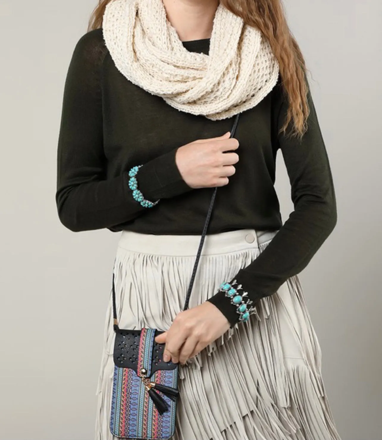 Tribal Print Cellphone Crossbody Bag