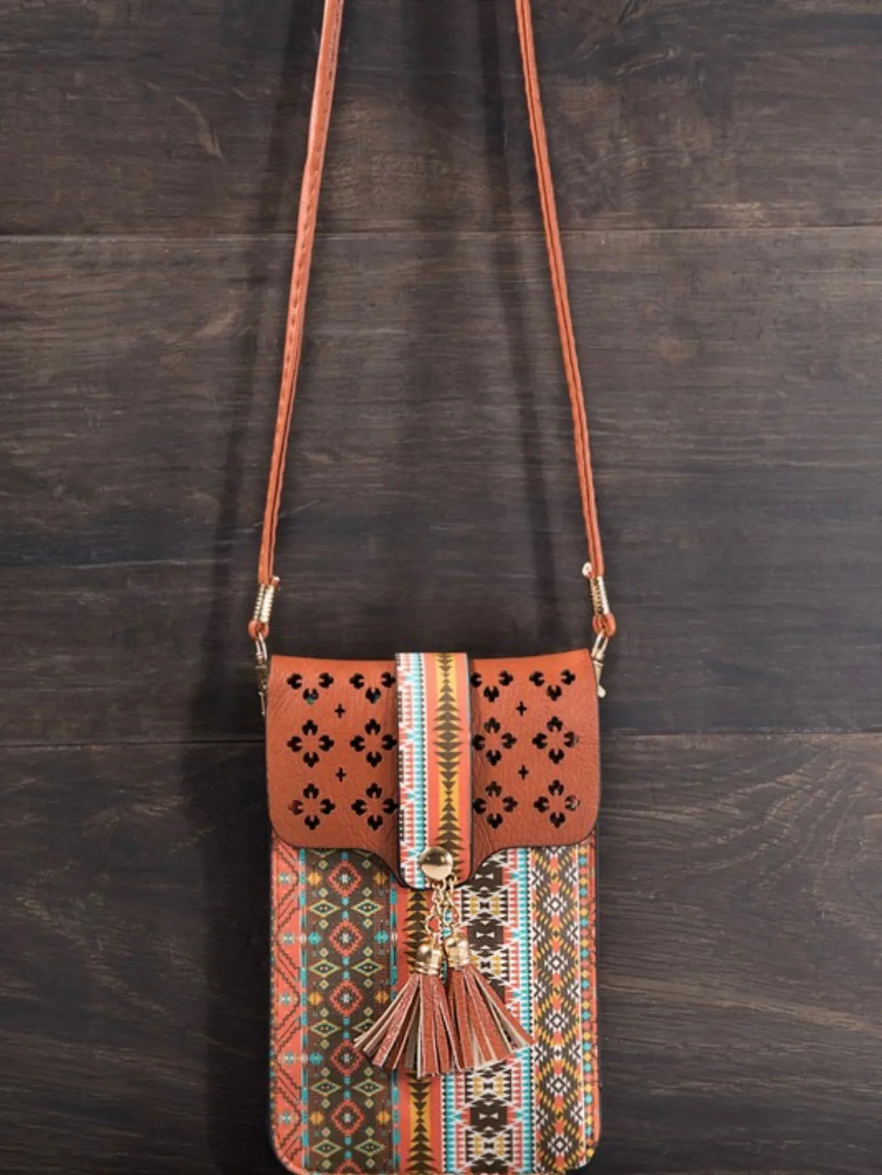 Tribal Print Cellphone Crossbody Bag