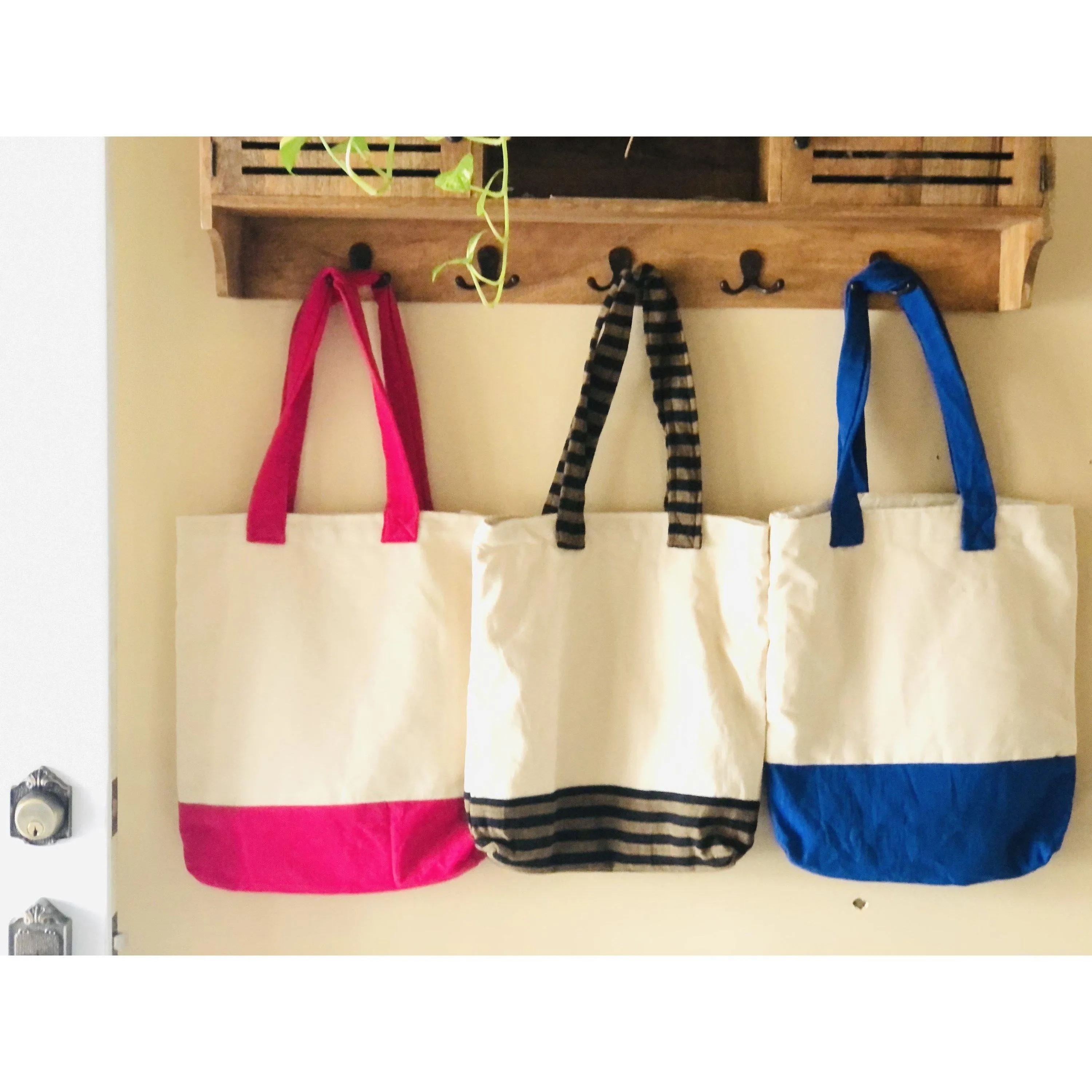 Upcycle Reusable Cotton Tote Bags Blue, Eco Friendly Grocery Bags