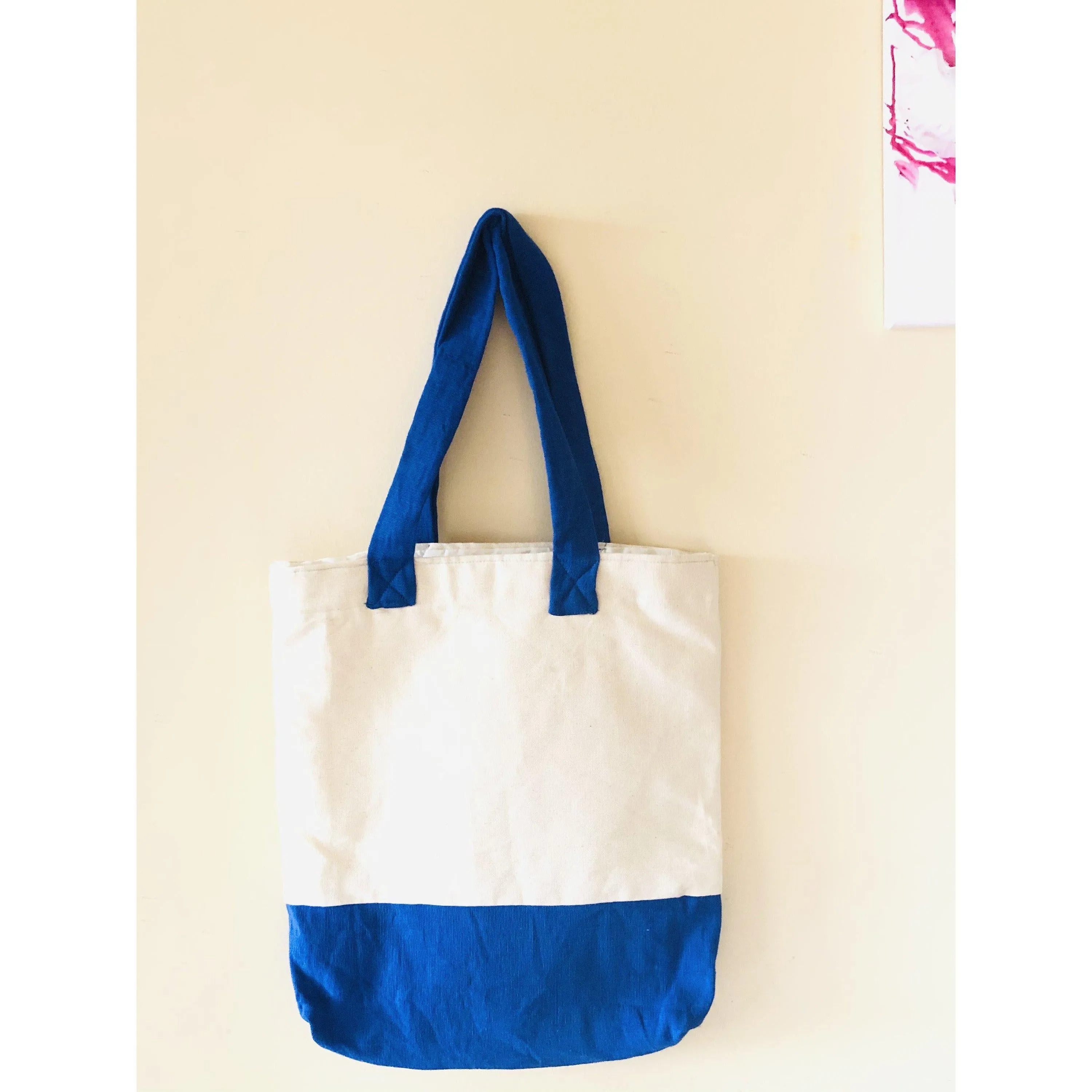 Upcycle Reusable Cotton Tote Bags Blue, Eco Friendly Grocery Bags