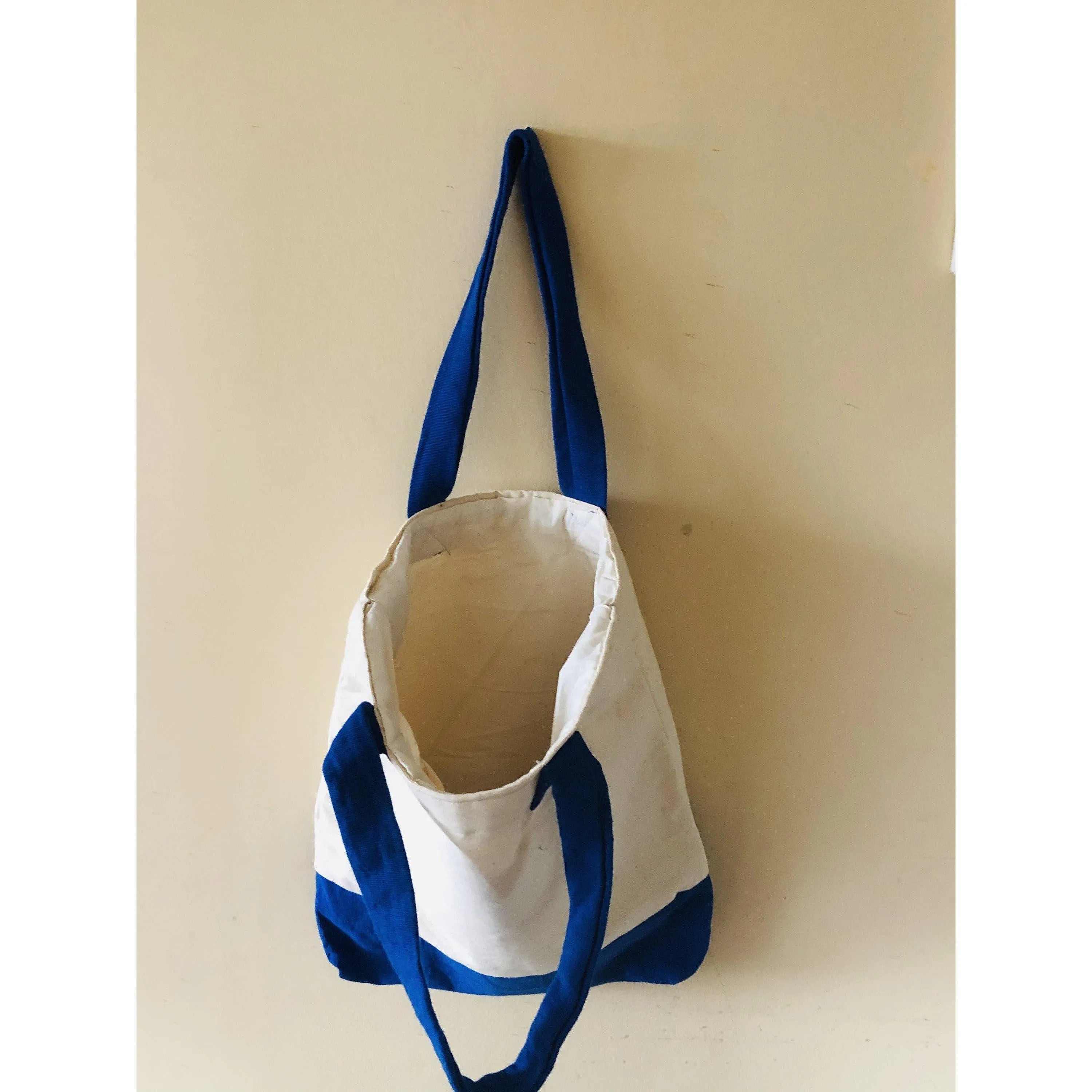 Upcycle Reusable Cotton Tote Bags Blue, Eco Friendly Grocery Bags