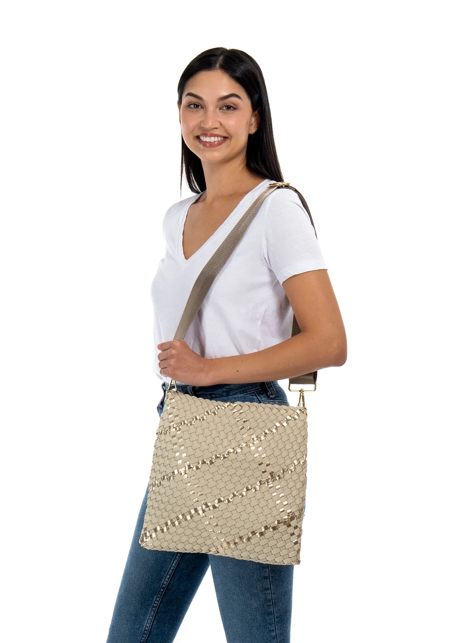 Val Buff Convertible Woven Crossbody