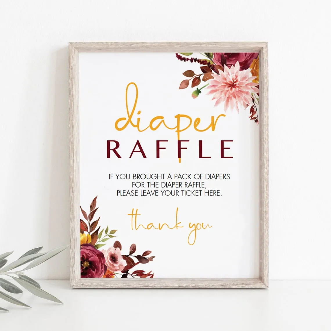 Vintage Floral BabyShower Diaper Raffle Sign Template