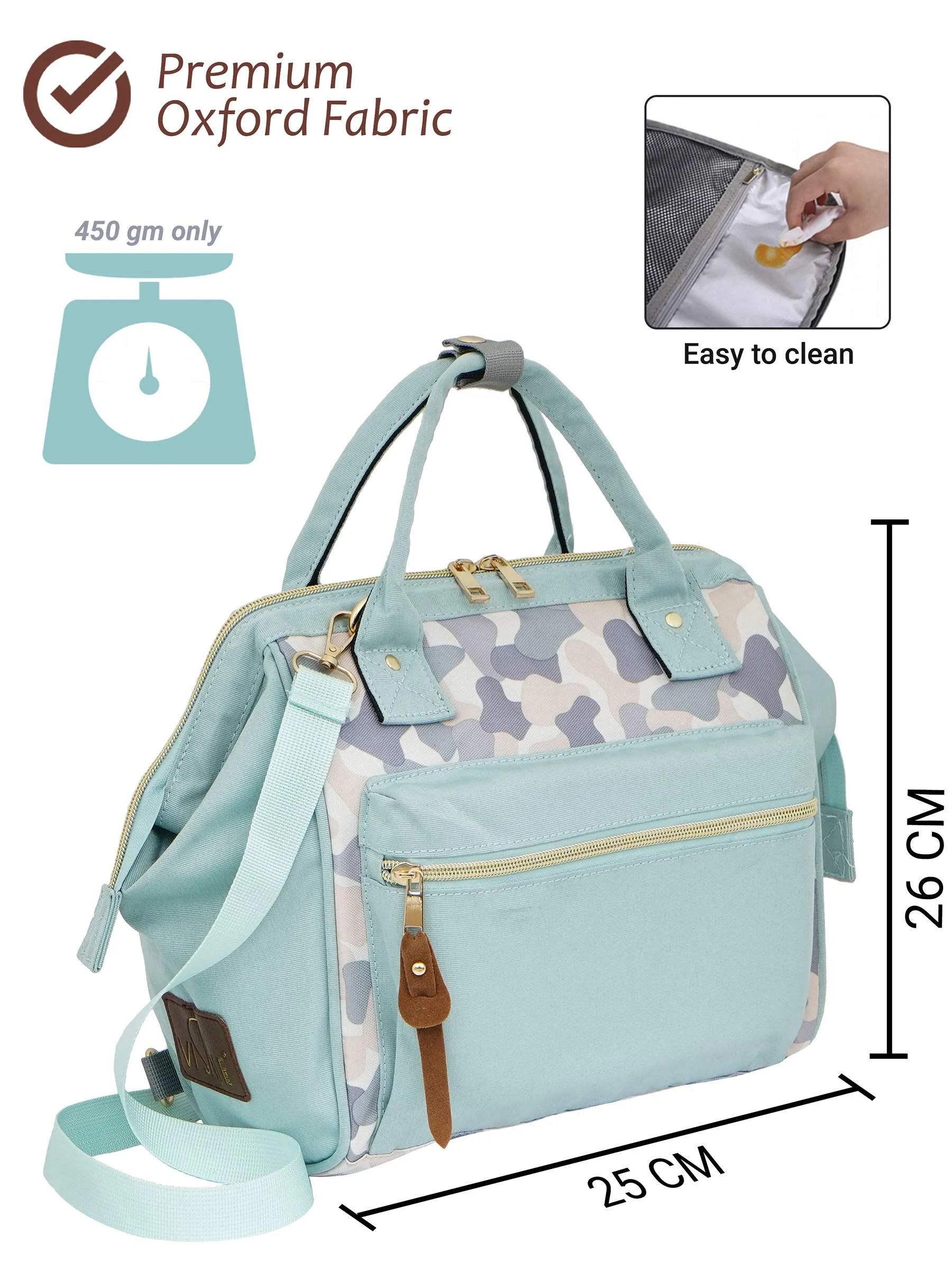 VISMIINTREND Mini Small Diaper Bags for Baby Boys and Girls | Newborn Mother Handbag | Convertible | Tote | Sling | Backpack | Detachable Belt | Stylish | Water Resistant | New Parents Gifts